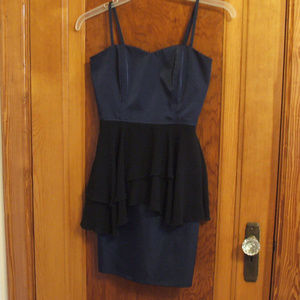 Navy/Black Peplum Cocktail Dress